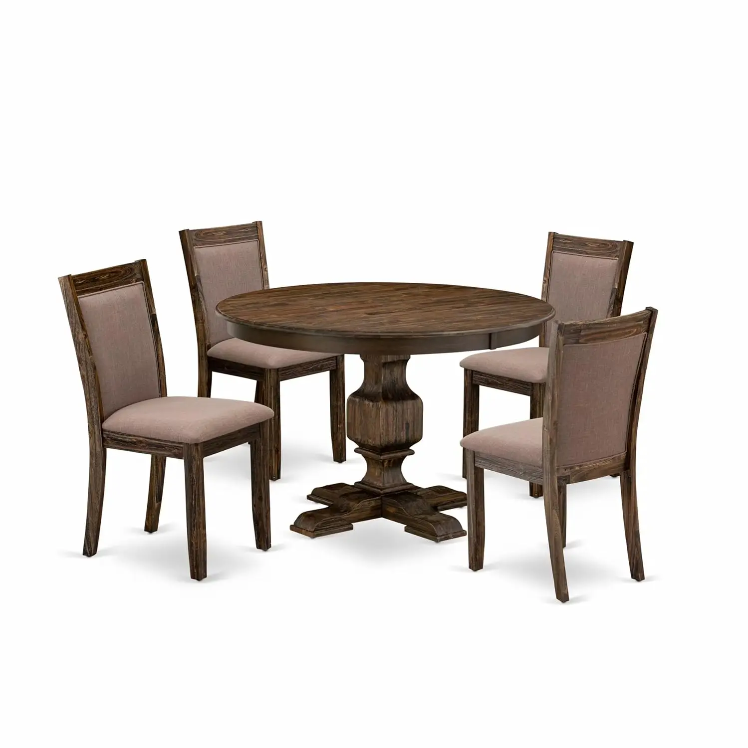 5pc Dining Set Round Pedestal Table & 4 Linen Parsons Chairs 48x48in Kitchen Dining Room, Customized
5pc Dining Set Round Pedestal Table & 4 Linen Parsons Chairs 48x48in Kitchen Dining Room, Customized