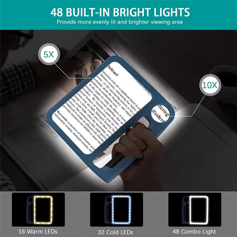 ABFM-Rechargeable Magnifying Glass For Reading, 5X 10X Page Magnifier Glasses With Lights For Seniors Elderly Low Visions
ABFM-Rechargeable Magnifying Glass For Reading, 5X 10X Page Magnifier Glasses With Lights For Seniors Elderly Low Visions