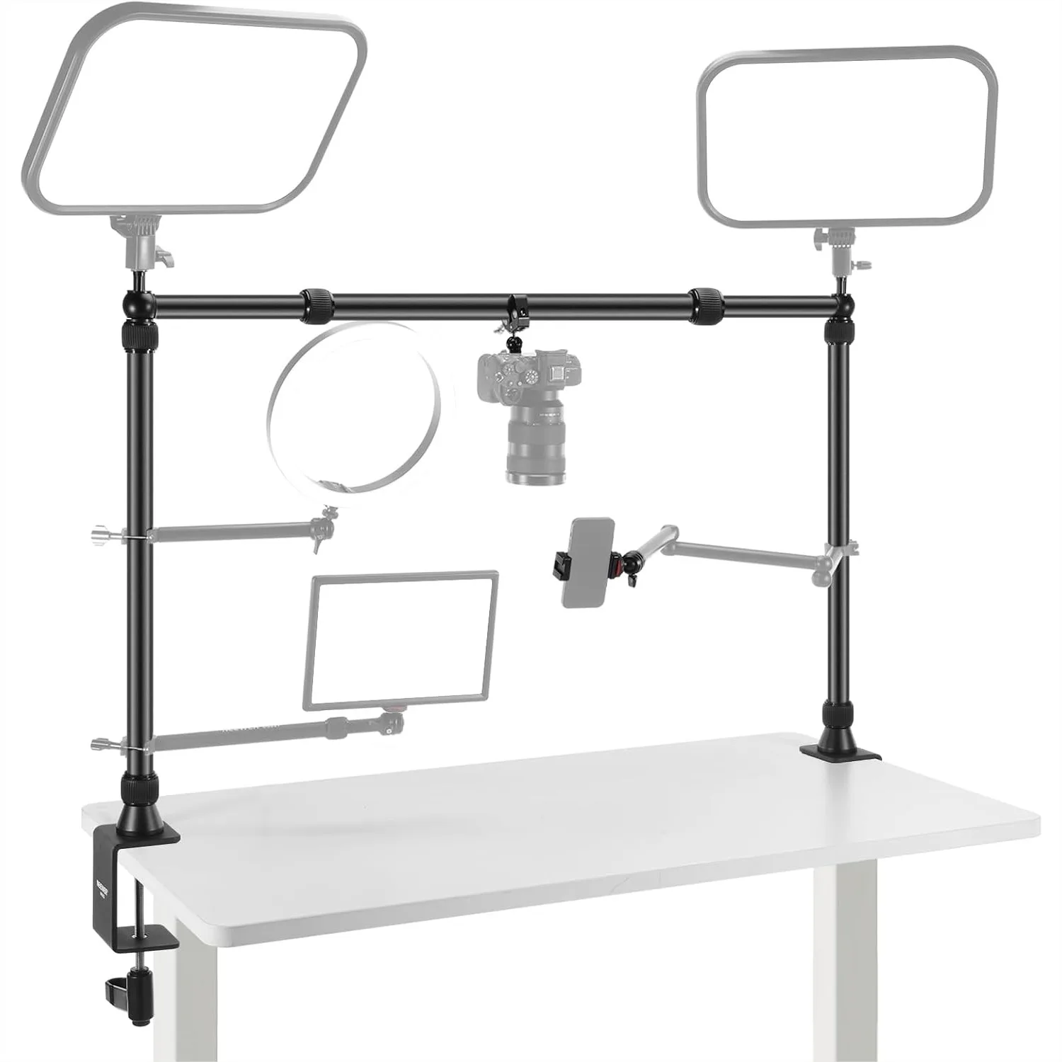 Overhead Camera Mount Rig with 2 Ball Heads, Heavy Duty C Clamp Desk Mount for Tabletop Photography, Adjustable Height & Width
Overhead Camera Mount Rig with 2 Ball Heads, Heavy Duty C Clamp Desk Mount for Tabletop Photography, Adjustable Height & Width