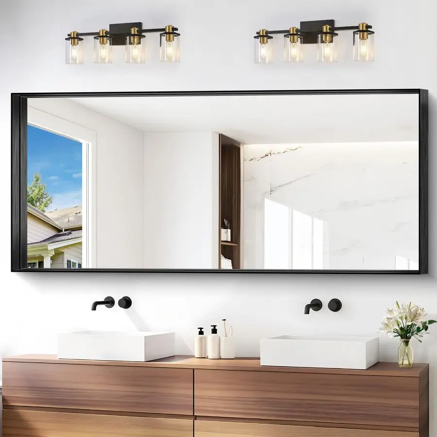 Bathroom Mirror, 72x30 Inch Rectangular Deep Frame Mirror, Large Wall Mounted Bathroom Vanity Mirror Over Sink for Bedroom,Restr
Bathroom Mirror, 72x30 Inch Rectangular Deep Frame Mirror, Large Wall Mounted Bathroom Vanity Mirror Over Sink for Bedroom,Restr