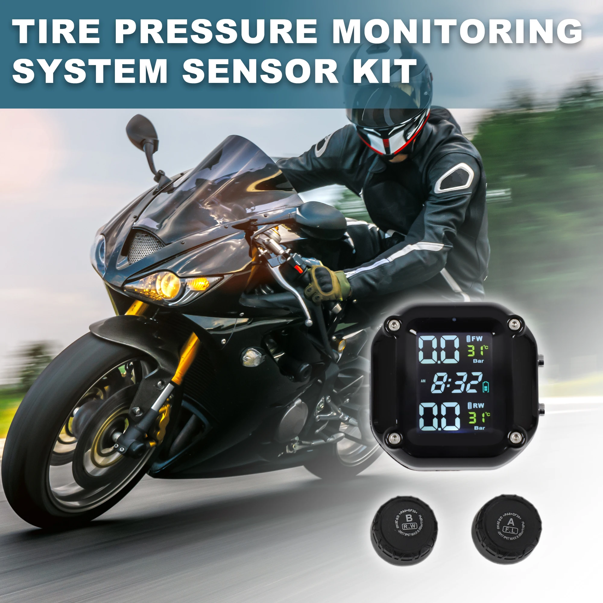 Motoforti Motorcycle Tire Pressure Monitoring System Kit 433/315MHz Tire Pressure Sensor Kit 1 Set
Motoforti Motorcycle Tire Pressure Monitoring System Kit 433/315MHz Tire Pressure Sensor Kit 1 Set