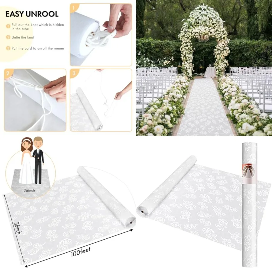 Thickened Aisle Runner for Wedding CeremonyFeet White Aisle Runner Walkway for Indoor Outdoor Wedding Church Decorations Hallow
Thickened Aisle Runner for Wedding CeremonyFeet White Aisle Runner Walkway for Indoor Outdoor Wedding Church Decorations Hallow