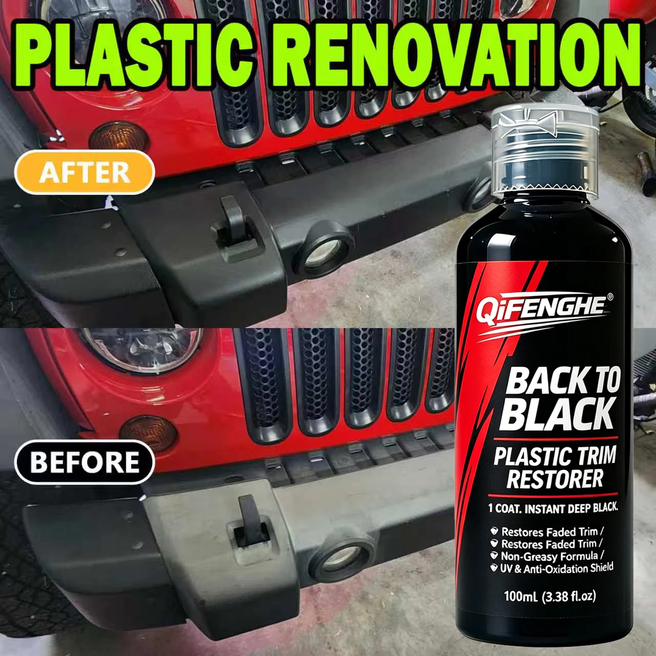 Auto Plastic Trim Restorer Back to Black Anti UV Non-Greasy for Faded Oxidized Bumper Dashboard Interior Exterior 100ml
Auto Plastic Trim Restorer Back to Black Anti UV Non-Greasy for Faded Oxidized Bumper Dashboard Interior Exterior 100ml