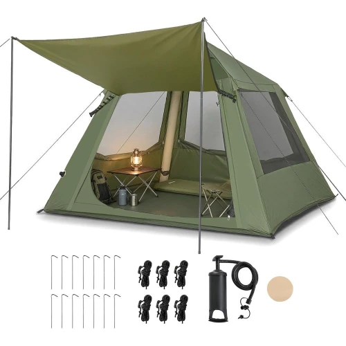 Inflatable Camping Tent, All-Weather Hot Tent with Stove Jack, Blow Up Tent with Mesh Doors & Windows for Adult Outdoor Camping
Inflatable Camping Tent, All-Weather Hot Tent with Stove Jack, Blow Up Tent with Mesh Doors & Windows for Adult Outdoor Camping