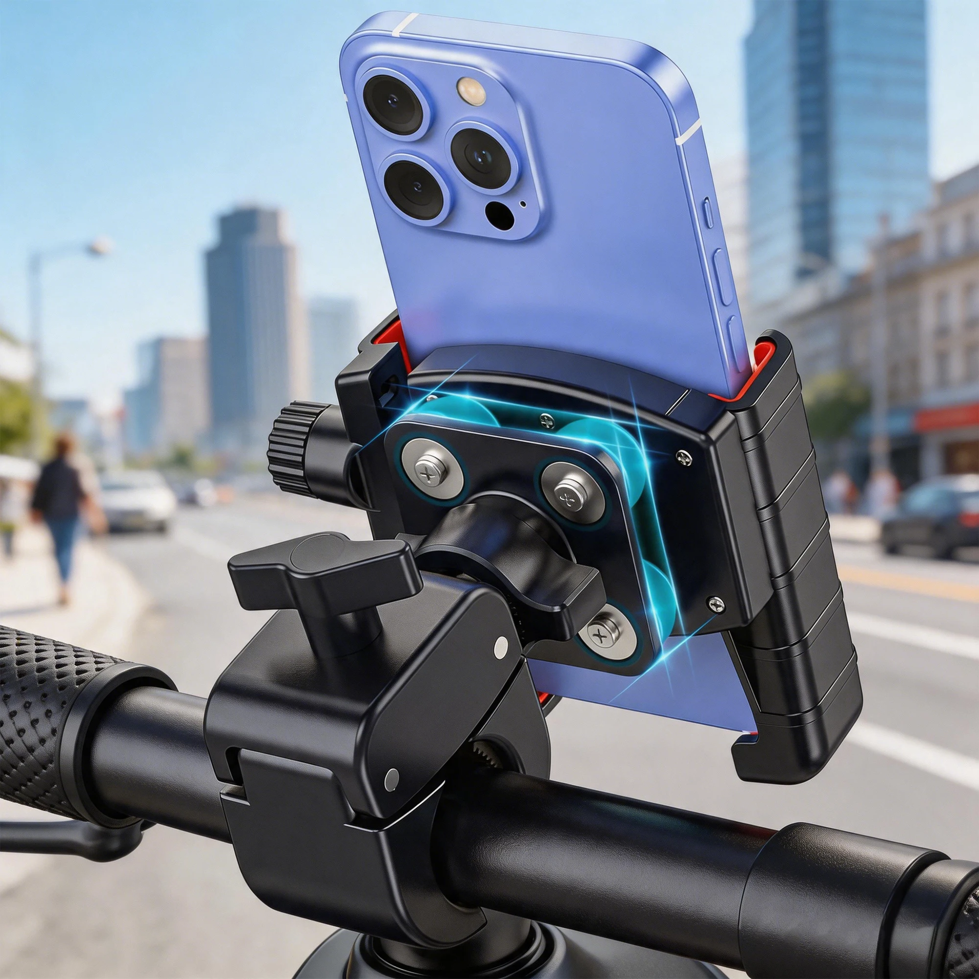 Anti-Vibration Phone Mount, Quick Lock Shockproof Bike & Motorcycle Cell Phone Holder, Fits iPhone for Riders ,E-Bike, Stroller
Anti-Vibration Phone Mount, Quick Lock Shockproof Bike & Motorcycle Cell Phone Holder, Fits iPhone for Riders ,E-Bike, Stroller