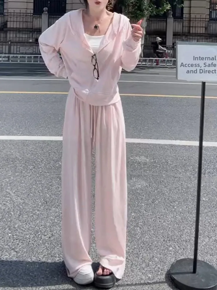 Summer Versatile Sun Protection Set 2026 New Loose Wide Leg Pants Women's Two Piece Set Breathable Zipper Hooded Jacket Casua...
Summer Versatile Sun Protection Set 2026 New Loose Wide Leg Pants Women's Two Piece Set Breathable Zipper Hooded Jacket Casua...