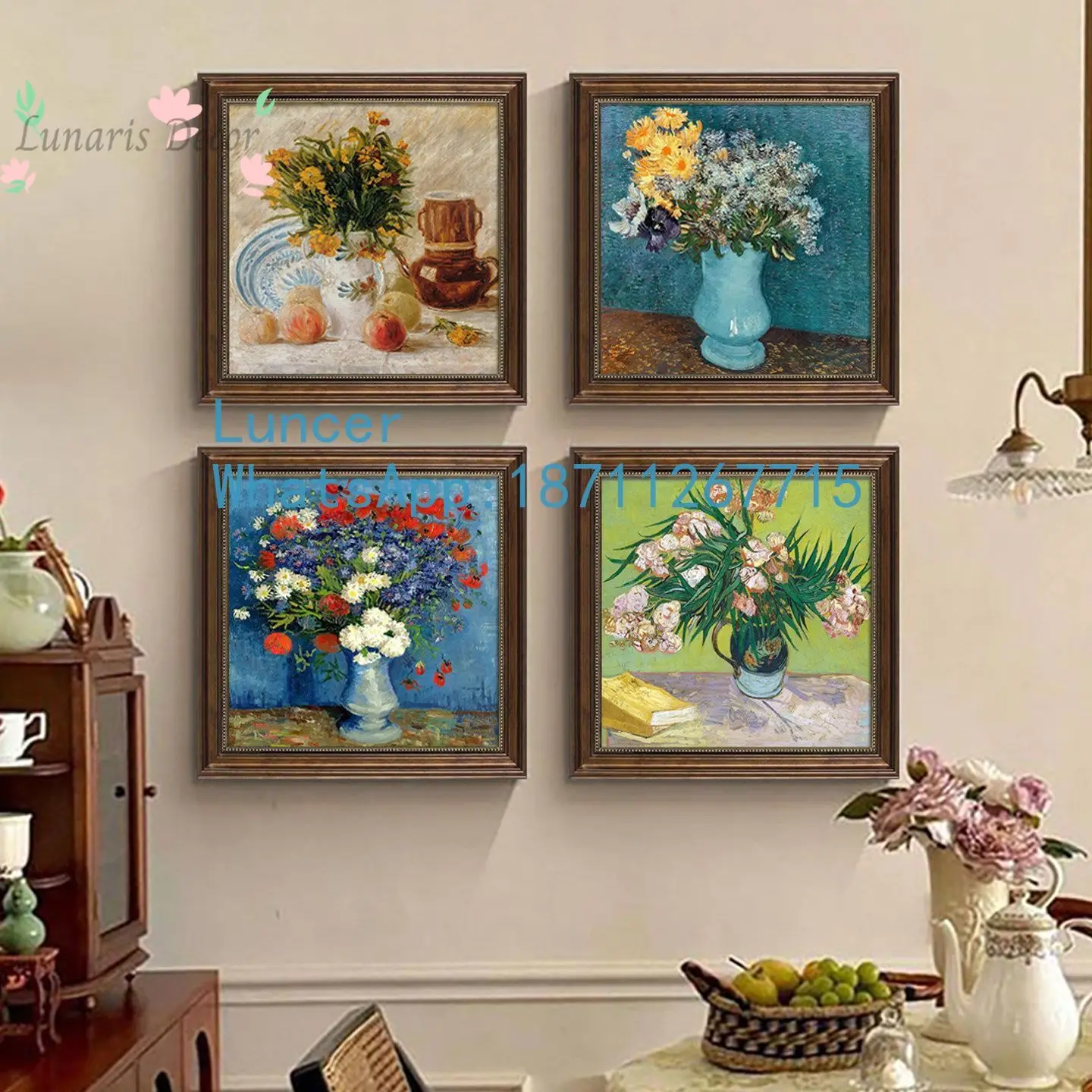 Van Gogh restaurant decorative painting American retro living room hanging painting flowers entrance murals European dining
Van Gogh restaurant decorative painting American retro living room hanging painting flowers entrance murals European dining