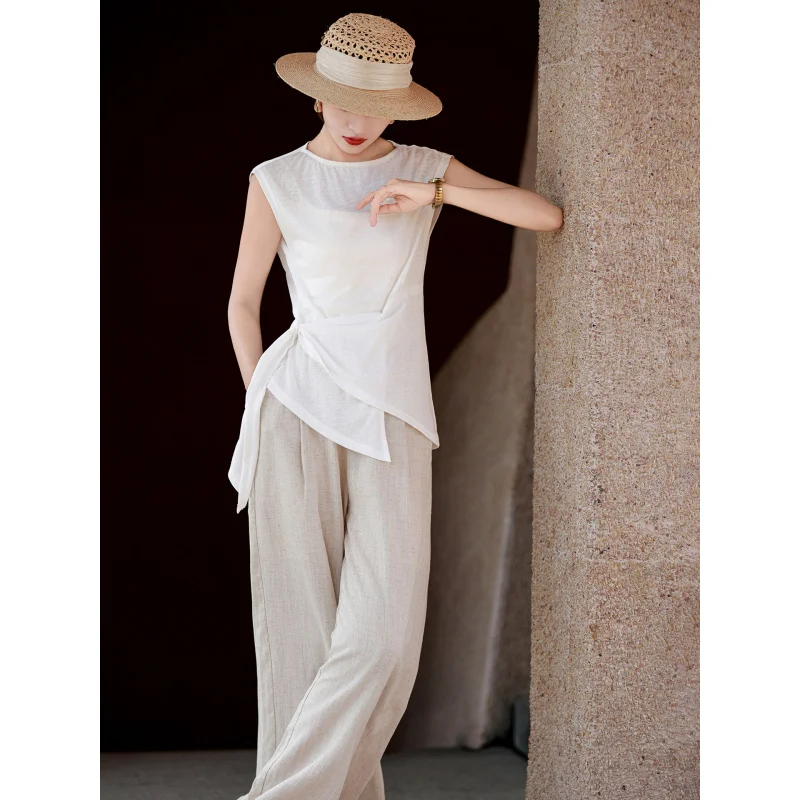 MEXCOCO 2026 Summer New Elegant Casual Waist Tie Blouse Irregular Hem Mulberry Silk Blend T Shirt Women Tops
MEXCOCO 2026 Summer New Elegant Casual Waist Tie Blouse Irregular Hem Mulberry Silk Blend T Shirt Women Tops