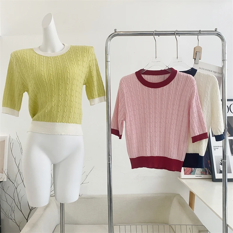 Korean Retro Fashion Solid Color Knit T-Shirt Tops Solid Color Spring Autumn Slim-Fit Tshirt Elasticity Tee
Korean Retro Fashion Solid Color Knit T-Shirt Tops Solid Color Spring Autumn Slim-Fit Tshirt Elasticity Tee