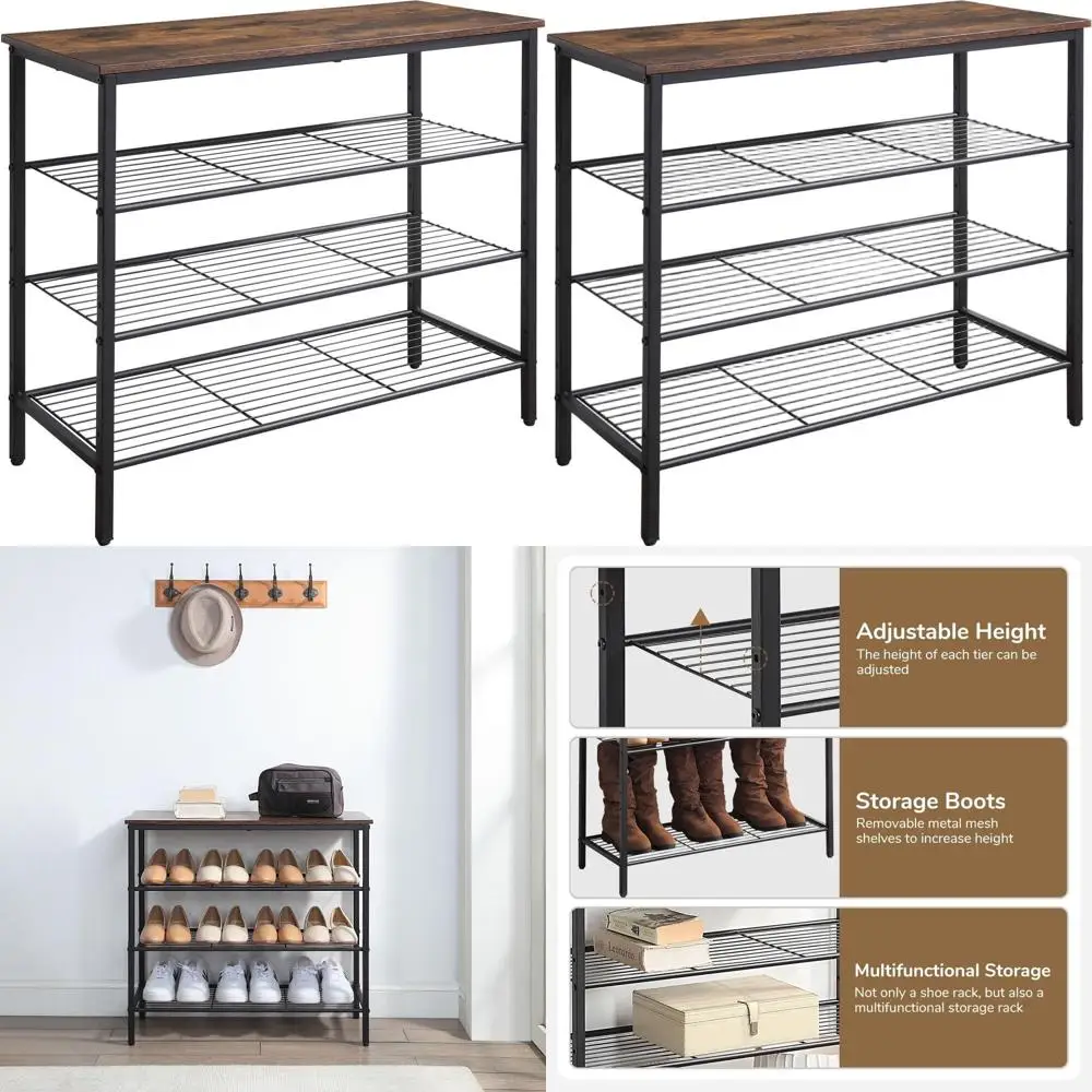 4-Tier Metal Mesh Shoe Rack Organizer, Rustic Brown - Perfect for Entryway, Hallway, Closet, Dorm
4-Tier Metal Mesh Shoe Rack Organizer, Rustic Brown - Perfect for Entryway, Hallway, Closet, Dorm
