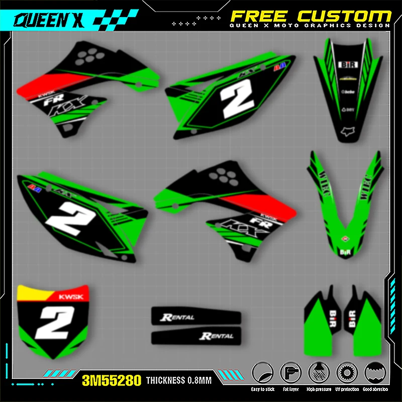 Queen X MOTOR Custom Team Motorcycle Graphics Decals Stickers Kit For KAWASAKI KXF450 KXF 450 2009-2011 Number Name Custom 004
Queen X MOTOR Custom Team Motorcycle Graphics Decals Stickers Kit For KAWASAKI KXF450 KXF 450 2009-2011 Number Name Custom 004
