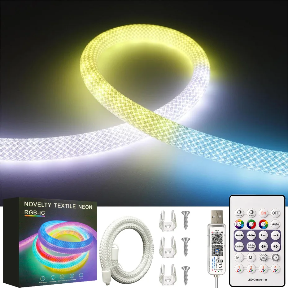 360 Round Reticulate Pattern RGBIC LED Neon Strip Light USB 5V Flexible Led Tape Remote APP Control For Room Decoration Lighting
360 Round Reticulate Pattern RGBIC LED Neon Strip Light USB 5V Flexible Led Tape Remote APP Control For Room Decoration Lighting