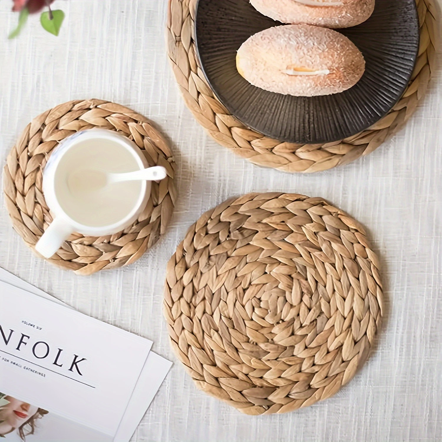 Vietnam Handmade Water Hyacinth Woven Placemats x6 - Thick Coasters for Dining Table - Heat Insulation Mats
Vietnam Handmade Water Hyacinth Woven Placemats x6 - Thick Coasters for Dining Table - Heat Insulation Mats