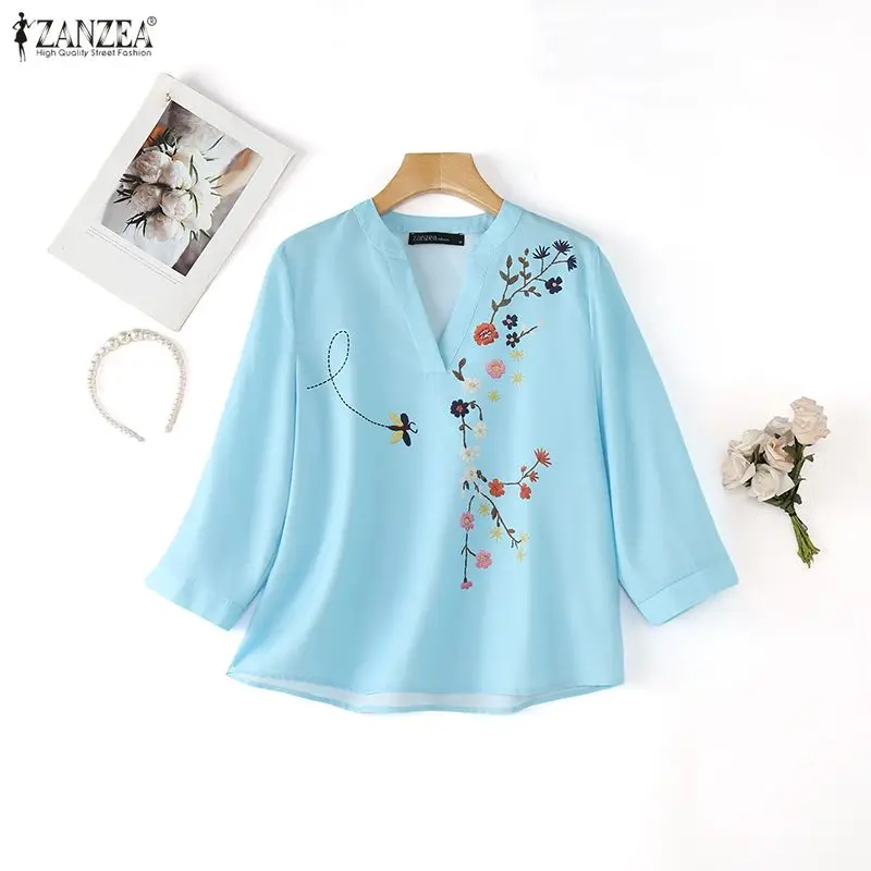 Floral Print Women Blouses ZANZEA Summer Autumn 3/4 Sleeve Fashion V Neck Loose Oversize Tops OL Work Thin Tee Party Blusas 3XL
Floral Print Women Blouses ZANZEA Summer Autumn 3/4 Sleeve Fashion V Neck Loose Oversize Tops OL Work Thin Tee Party Blusas 3XL