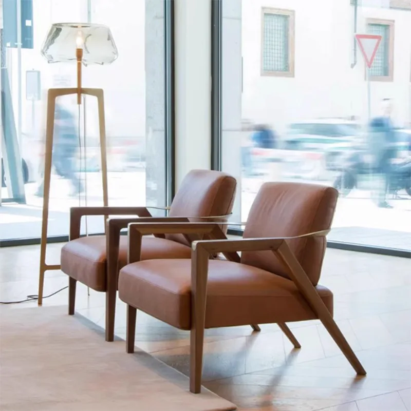 Solid wood leather art single designer sales office leisure chair
Solid wood leather art single designer sales office leisure chair