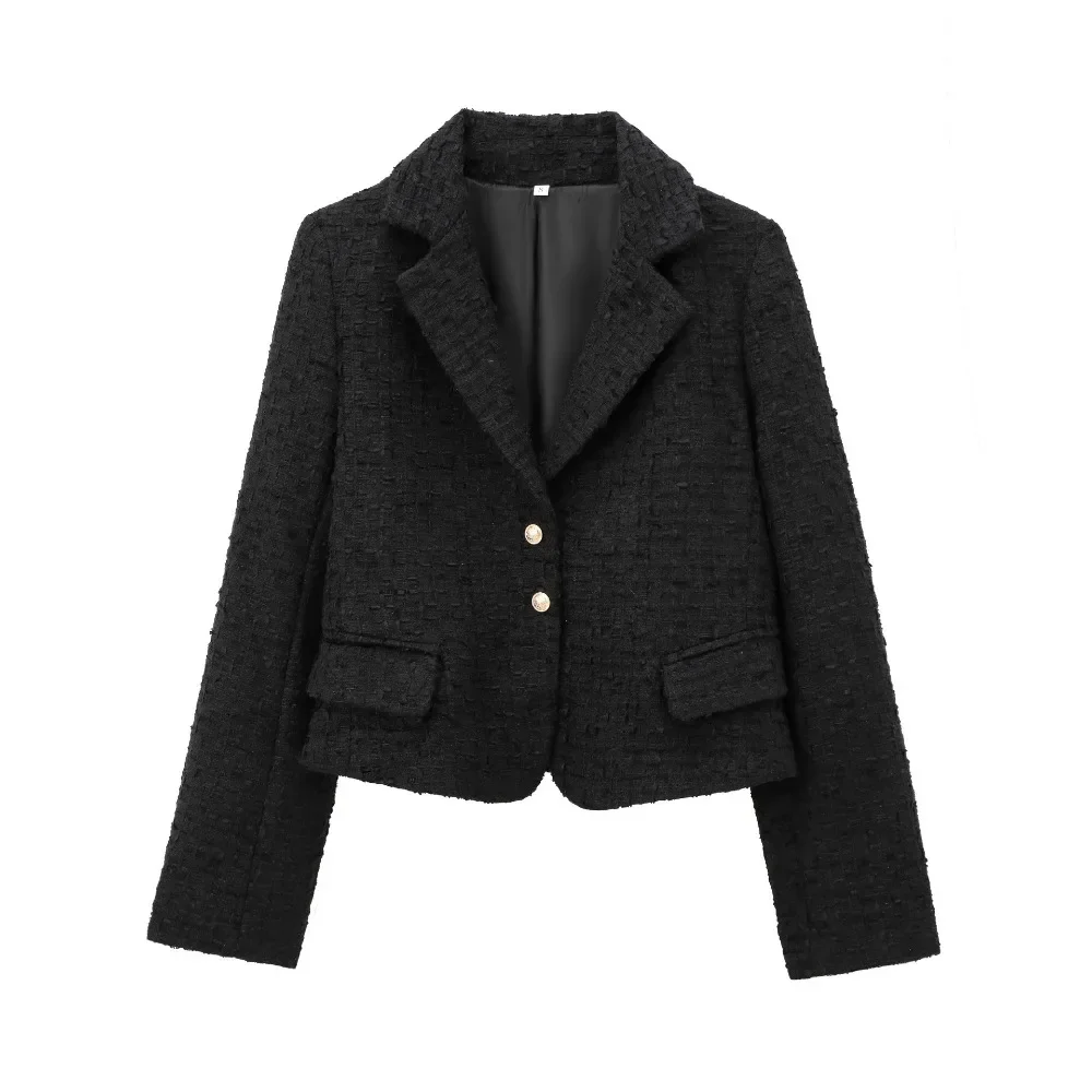 ZBZA Women's Textured Cropped Blazer Retro Lapel Long Sleeve Single-breasted Solid Slim Fit Casual Jacket Spring New Chic Coat
ZBZA Women's Textured Cropped Blazer Retro Lapel Long Sleeve Single-breasted Solid Slim Fit Casual Jacket Spring New Chic Coat