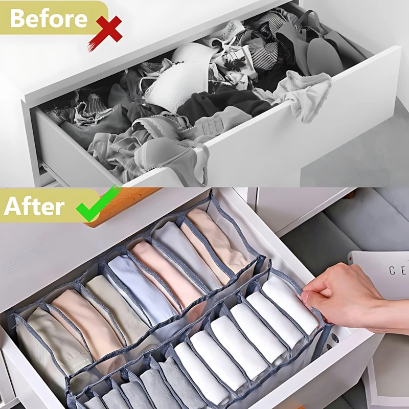 5pcs Foldable Underwear Storage Boxes,Polyester & Non-Woven Fabric Organizers with Compartments, Open-Top, Space-Saving for Home
5pcs Foldable Underwear Storage Boxes,Polyester & Non-Woven Fabric Organizers with Compartments, Open-Top, Space-Saving for Home
