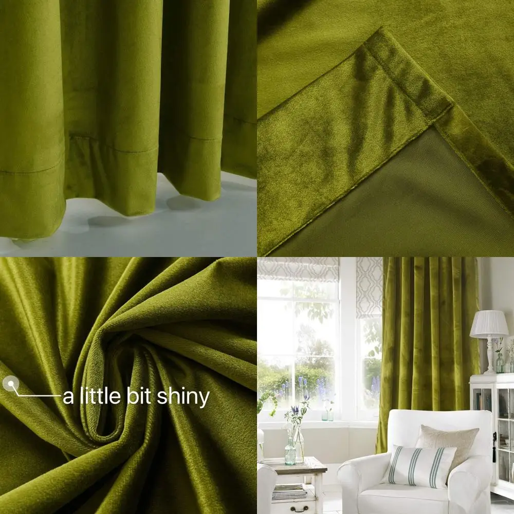 Olive Green Velvet Curtains, 108 Length, Insulated, 2-Panel Set for Home Decor
Olive Green Velvet Curtains, 108 Length, Insulated, 2-Panel Set for Home Decor