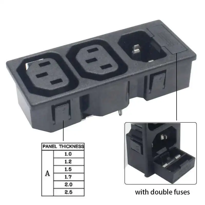 R-3014G-2 IEC C13 C14 Pin AC Power Plug Row 3 Way Electrical Socket With Fuse Seat
R-3014G-2 IEC C13 C14 Pin AC Power Plug Row 3 Way Electrical Socket With Fuse Seat