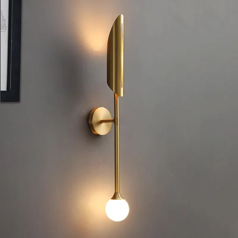 Minimalist Copper LED Wall Lamp Luxury Nordic Corridor Aisle Sconce Light For Bedroom Living Room Decor Lighting Modern Design
Minimalist Copper LED Wall Lamp Luxury Nordic Corridor Aisle Sconce Light For Bedroom Living Room Decor Lighting Modern Design