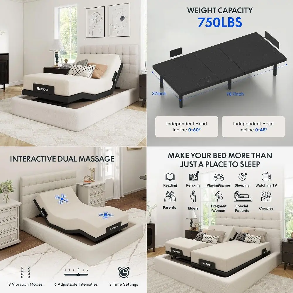 Adjustable Bed Frame Base Twin XL, Massage, Zero Clearance, Quick Assembly, UnderBed Lights,Whisper Quiet Durable Motor, Zero G
Adjustable Bed Frame Base Twin XL, Massage, Zero Clearance, Quick Assembly, UnderBed Lights,Whisper Quiet Durable Motor, Zero G
