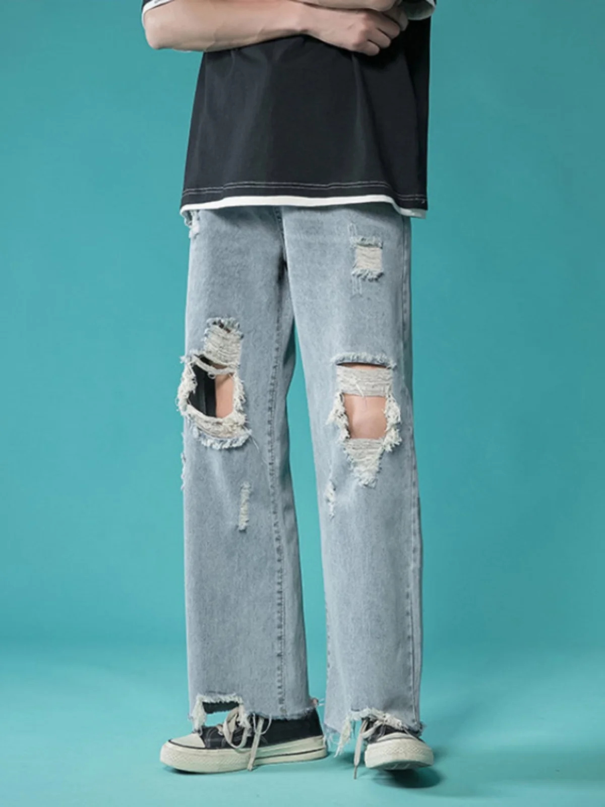 Мужские джинсы из денима с эффектом потертости, в американском стиле, свободные, с широкими штанинами, с элементами дизайна, с рваными краями, длинные, модель Nine Beggars
Мужские джинсы из денима с эффектом потертости, в американском стиле, свободные, с широкими штанинами, с элементами дизайна, с рваными краями, длинные, модель Nine Beggars