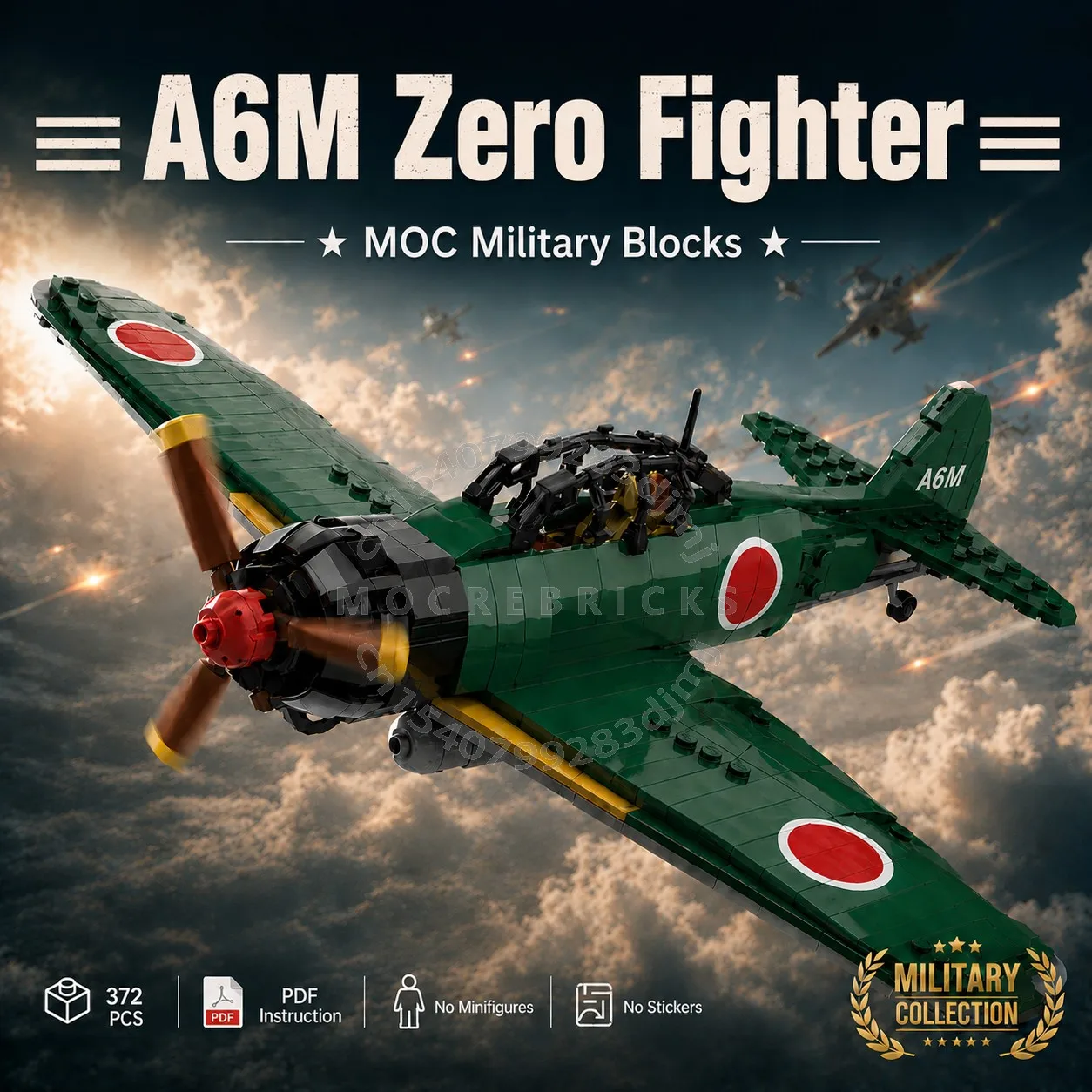 MOC Camouflage Military Naval A6M Fighter Building Blocks Technology Bricks Carrier Aircraft Model Toy Adult Collector Gifts
MOC Camouflage Military Naval A6M Fighter Building Blocks Technology Bricks Carrier Aircraft Model Toy Adult Collector Gifts