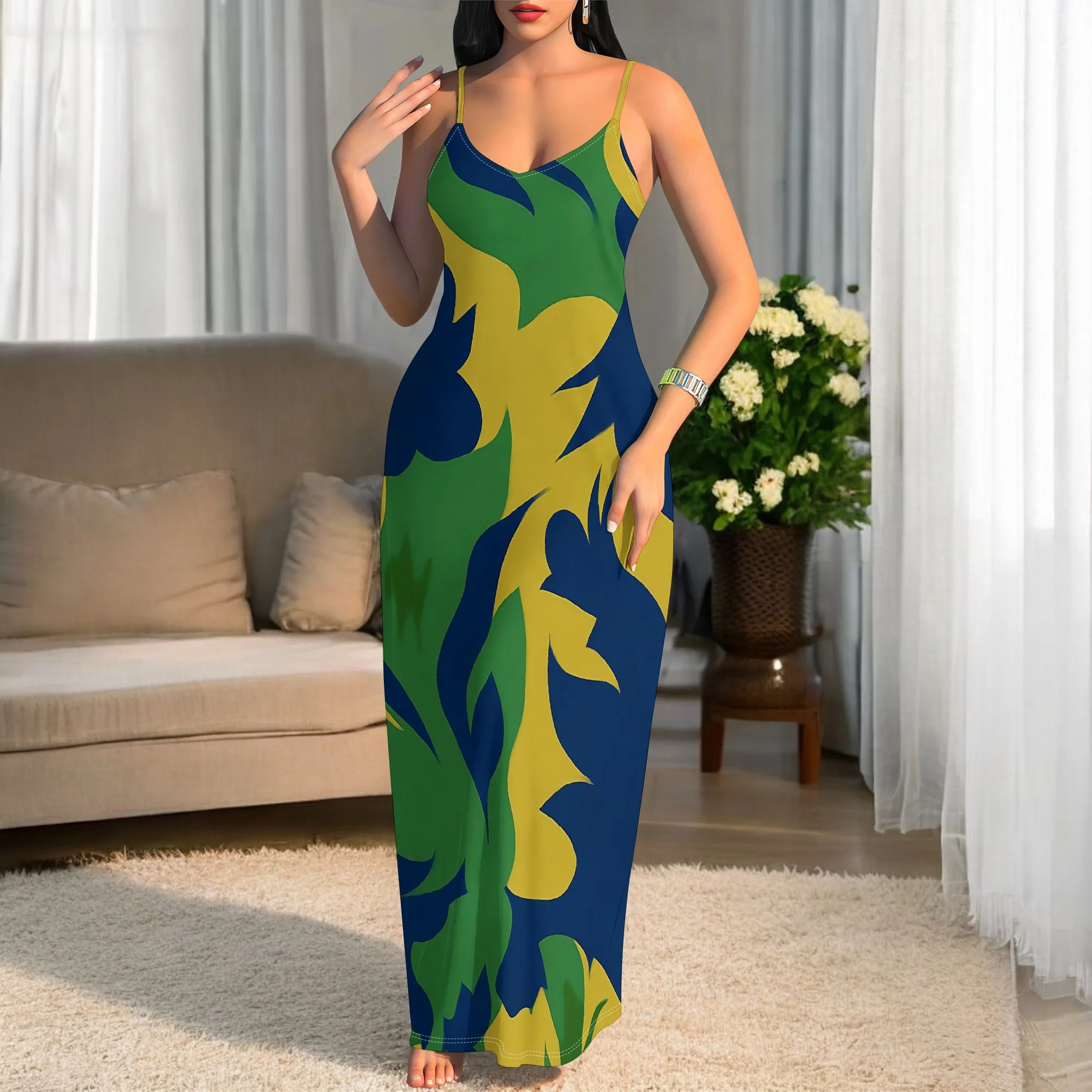 Abstract Leaf Print Maxi Dress S-3XL Spaghetti Strap Sleeveless Bodycon Style for Art Gallery, Beach Dinner or Vacation
Abstract Leaf Print Maxi Dress S-3XL Spaghetti Strap Sleeveless Bodycon Style for Art Gallery, Beach Dinner or Vacation