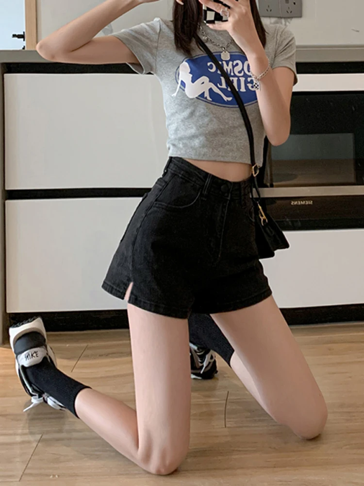 High Waist Black Denim Shorts Women's Spring Large Size Small Taller Slim Loose Slit Wide Leg Hot Pants Trendy Cleanfit Style
High Waist Black Denim Shorts Women's Spring Large Size Small Taller Slim Loose Slit Wide Leg Hot Pants Trendy Cleanfit Style