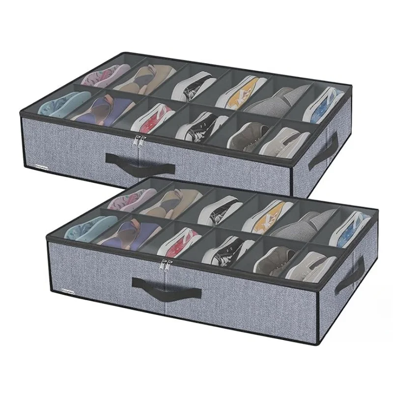 Shoe Storage Organizer box for Under Bed, Fit 12 Pairs, Collapsible Closet Underbed Shoes Container Bags with Reinforced Handles
Shoe Storage Organizer box for Under Bed, Fit 12 Pairs, Collapsible Closet Underbed Shoes Container Bags with Reinforced Handles