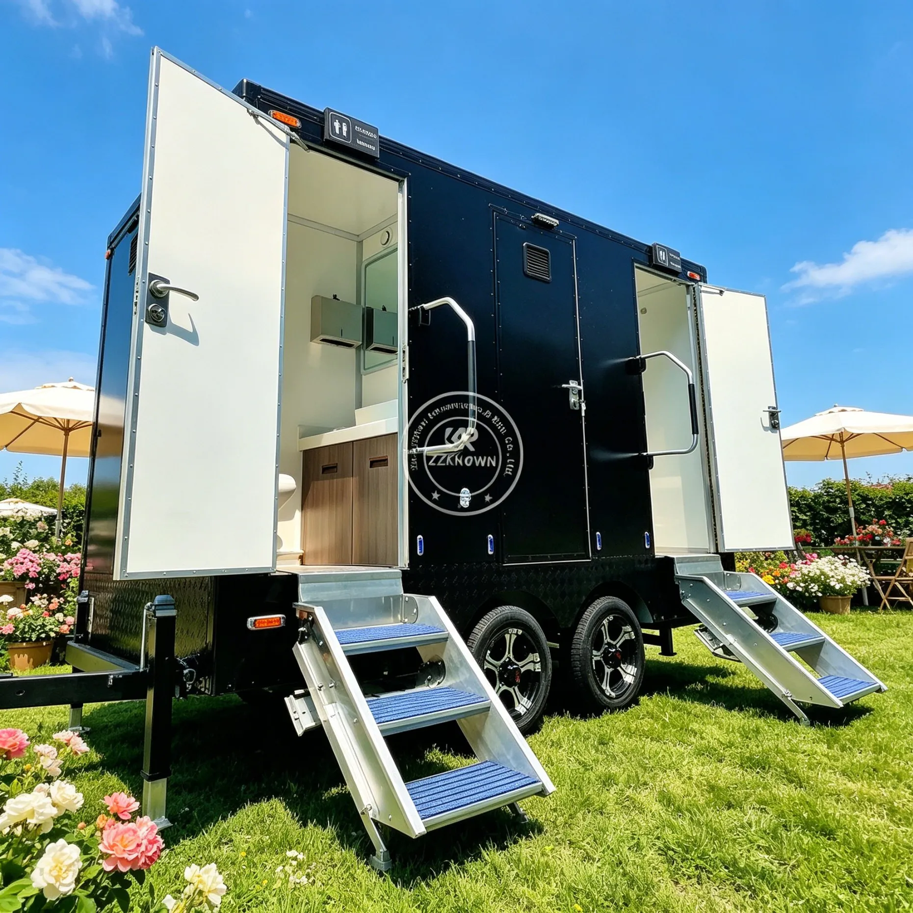Towable Stainless Steel China Trailer Toilet Luxury Portable Bathroom Trailer Outdoor Mobile Restroom Trailer for Sale
Towable Stainless Steel China Trailer Toilet Luxury Portable Bathroom Trailer Outdoor Mobile Restroom Trailer for Sale