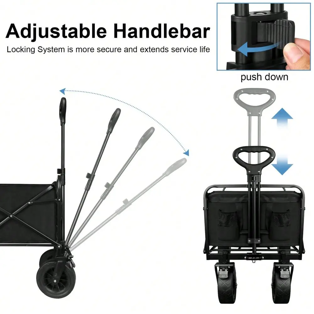 Collapsible Wagon Cart With Brake, Heavy Duty Foldable, 360 Degree Swivel 8 OffRoad Wheels And Adjustable Handle3040 , Portable
Collapsible Wagon Cart With Brake, Heavy Duty Foldable, 360 Degree Swivel 8 OffRoad Wheels And Adjustable Handle3040 , Portable