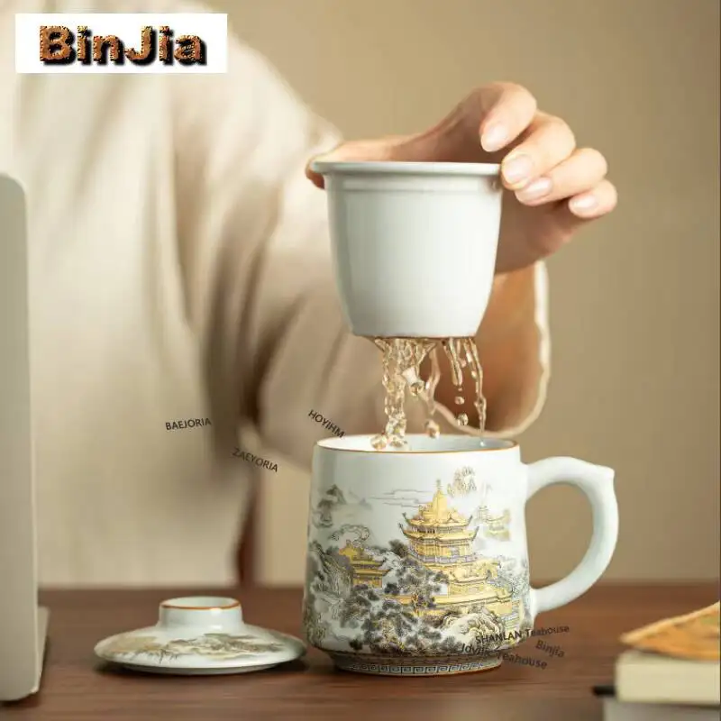350ml Ru Kiln Gold Landscape Filter Tea Separator Cup Aesthetic Tea Mug With Infuser Tea Making Office Water Cup Drinkware Craft
350ml Ru Kiln Gold Landscape Filter Tea Separator Cup Aesthetic Tea Mug With Infuser Tea Making Office Water Cup Drinkware Craft