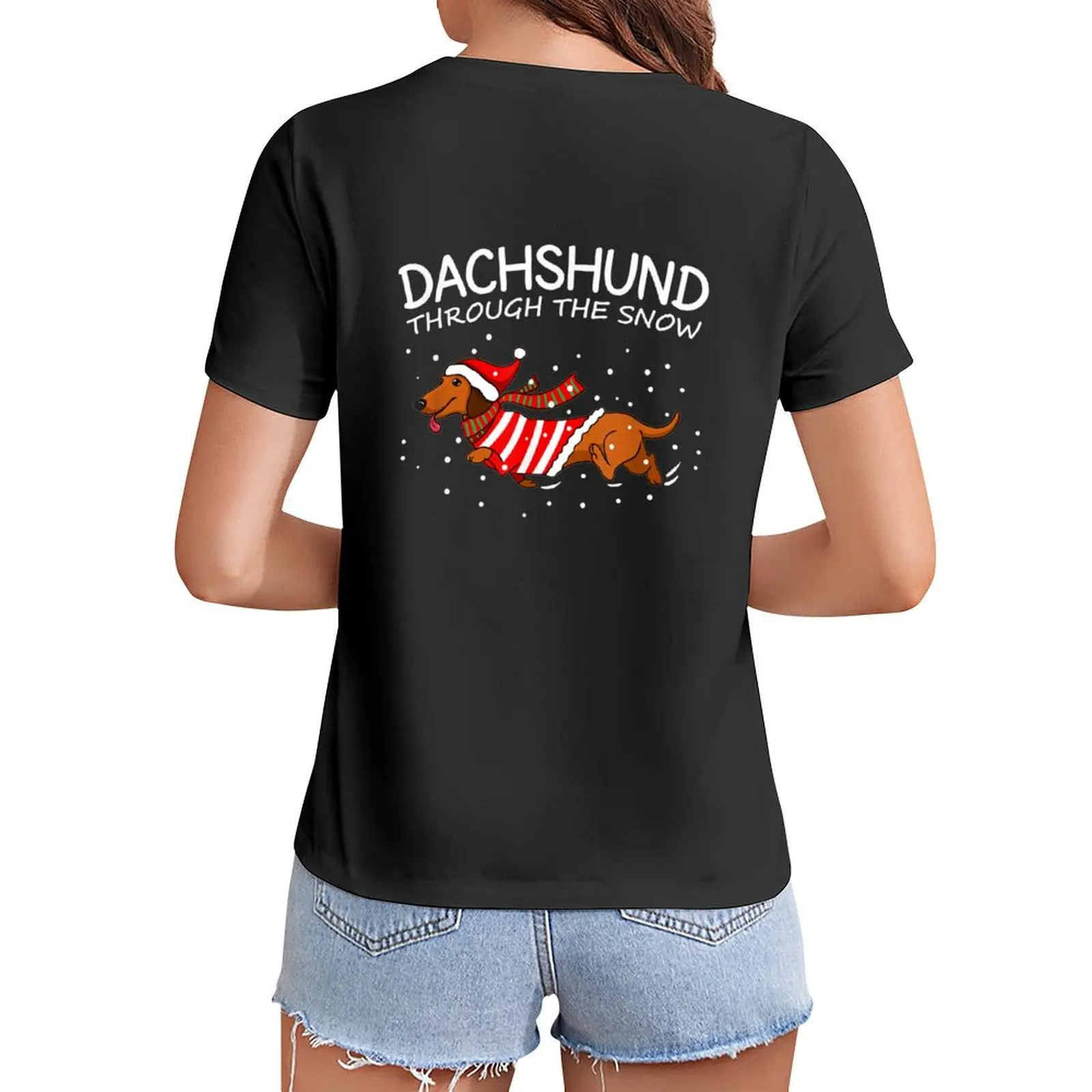 Dachshund Through The Snow Funny Dog Christmas T-Shirt blanks Female clothing sweat Women t-shirts
Dachshund Through The Snow Funny Dog Christmas T-Shirt blanks Female clothing sweat Women t-shirts