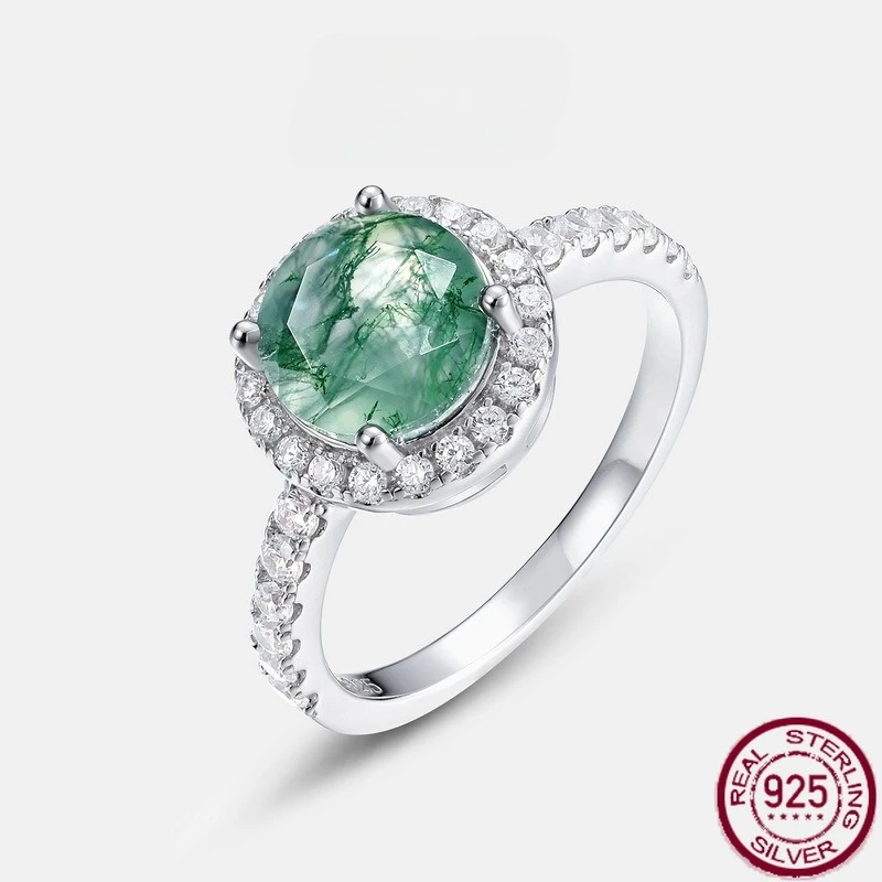 New S925 Pure Silver Natural Water Grass Agate Set with Sparkling Colorful Finger Ring, Simple and Fashionable Wedding Jewelry
New S925 Pure Silver Natural Water Grass Agate Set with Sparkling Colorful Finger Ring, Simple and Fashionable Wedding Jewelry