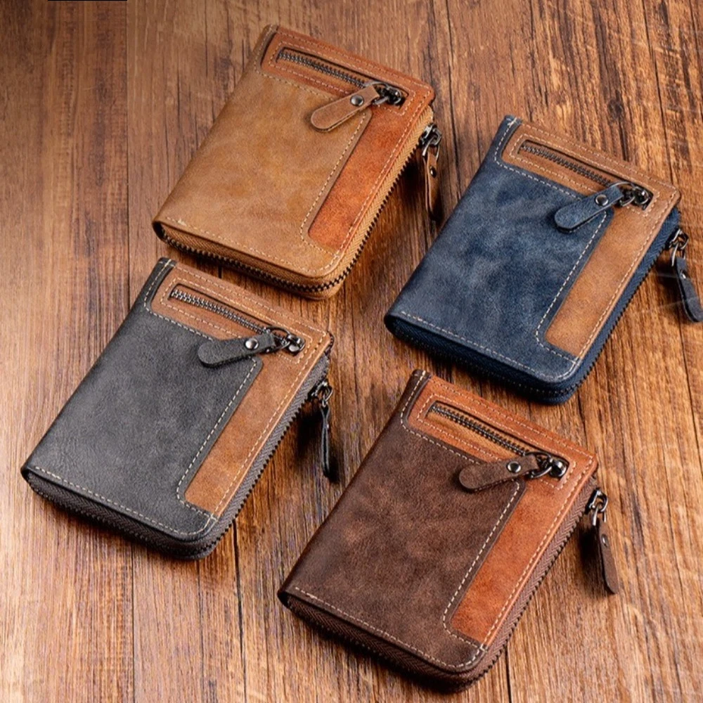Trendy PU Leather Short Wallet Retro Style Splicing Design Zipper Wallet Multifunctional Coin Purse For Men's Use
Trendy PU Leather Short Wallet Retro Style Splicing Design Zipper Wallet Multifunctional Coin Purse For Men's Use
