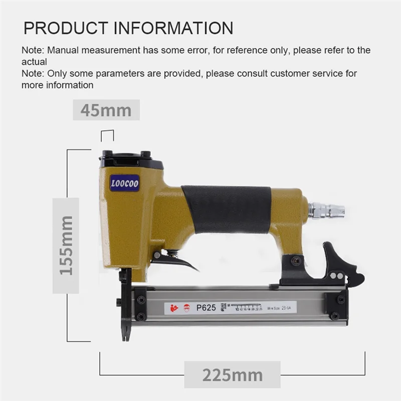 CHCH Pneumatic Pin Nailer P625 23Ga Air Powered Small Fixing Nail Gun For Furniture Wood Board Baseboard Installation Tool
CHCH Pneumatic Pin Nailer P625 23Ga Air Powered Small Fixing Nail Gun For Furniture Wood Board Baseboard Installation Tool