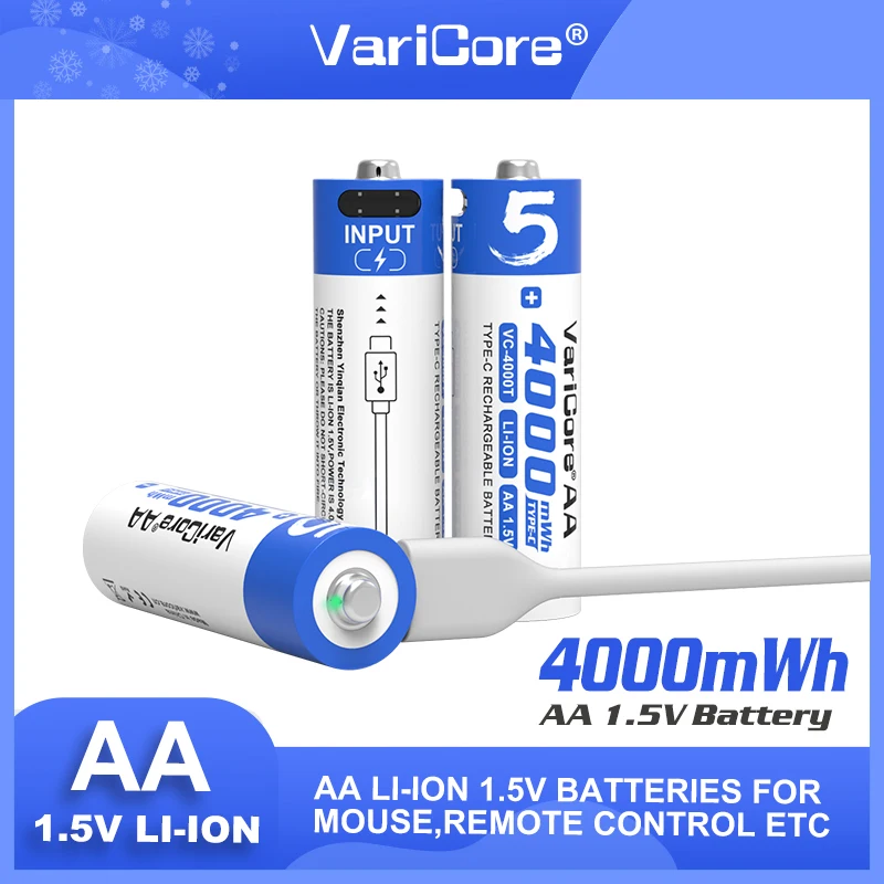 VariCore VC-4000T 4000mWh 1.5V AA Lithium Rechargeable Batteries USB Type-C Charging High Capacity Constant Voltage Long Lasting
VariCore VC-4000T 4000mWh 1.5V AA Lithium Rechargeable Batteries USB Type-C Charging High Capacity Constant Voltage Long Lasting