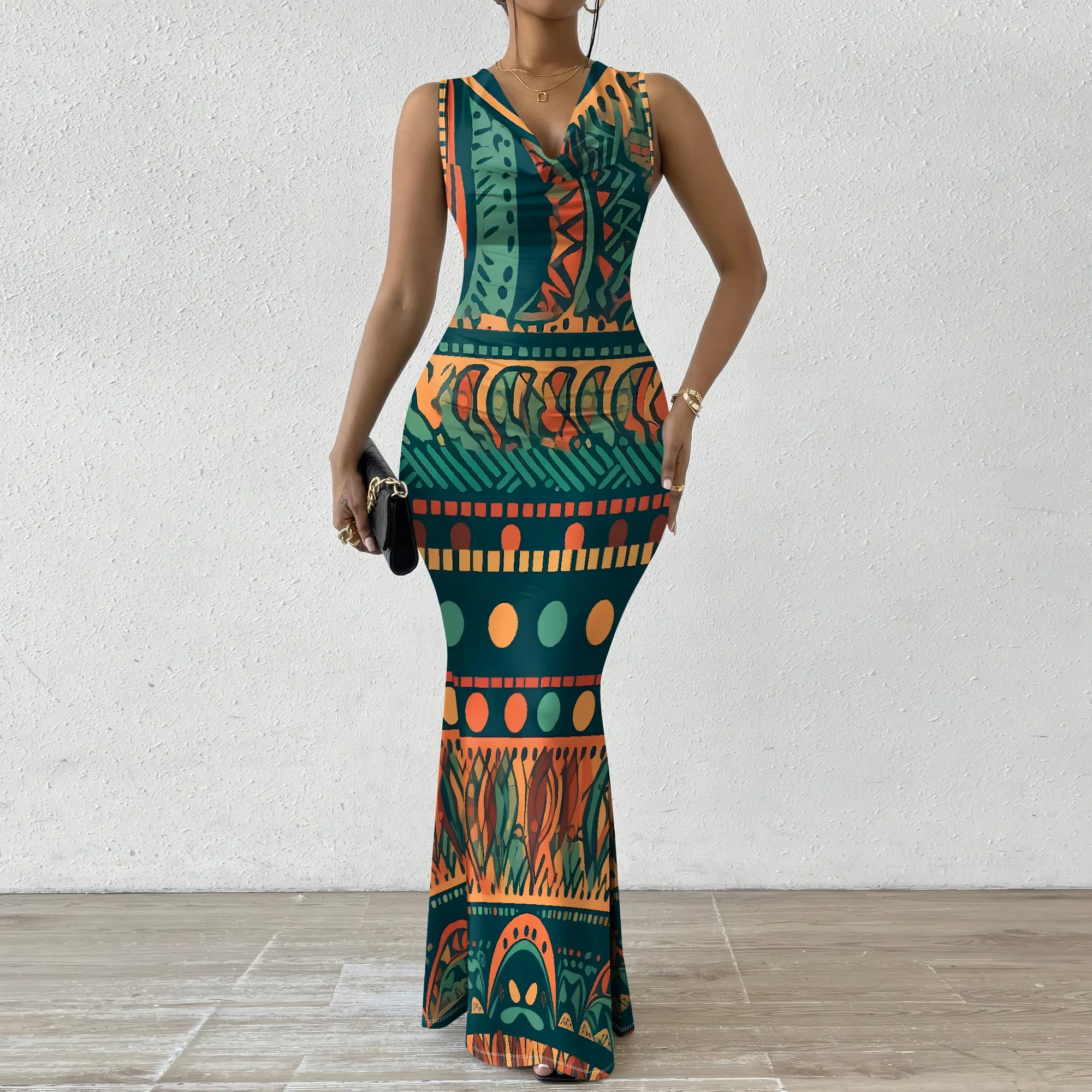 Tribal Print Maxi Dress XS-2XL, Sleeveless V-Neck Dress for Women, Bold & Stylish for Summer Festivals & Casual Events
Tribal Print Maxi Dress XS-2XL, Sleeveless V-Neck Dress for Women, Bold & Stylish for Summer Festivals & Casual Events