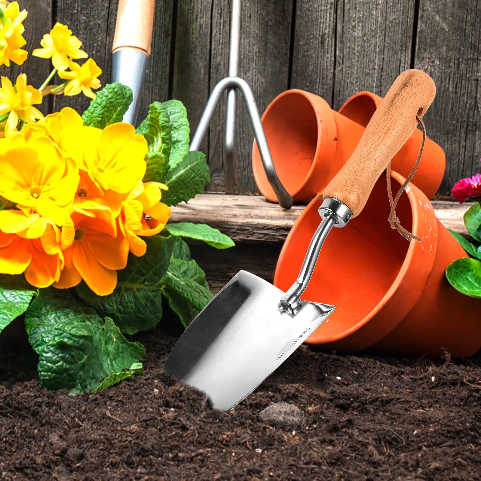 Small Wood Handle Gardening Shovel Stainless Steel Planting Spade Digging Tool for Garden Soil Loosening and Weeding
Small Wood Handle Gardening Shovel Stainless Steel Planting Spade Digging Tool for Garden Soil Loosening and Weeding
