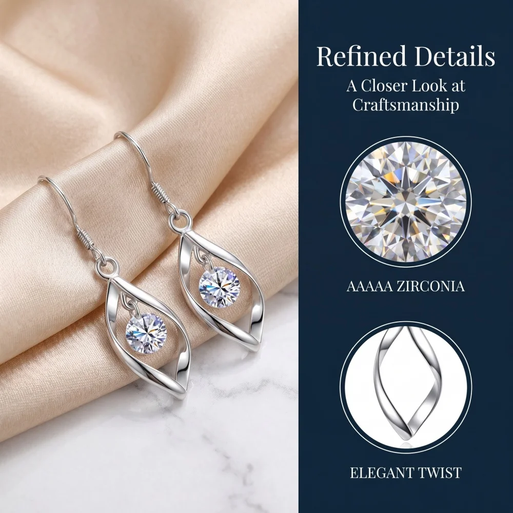 925 Sterling Silver Simple Fashion Twist Zircon Ear Hook Birthday Party Anniversary Gift Ladies Jewelry
925 Sterling Silver Simple Fashion Twist Zircon Ear Hook Birthday Party Anniversary Gift Ladies Jewelry