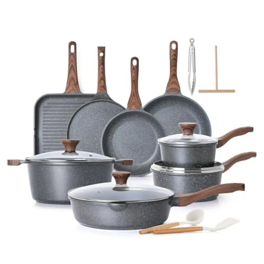 Nonstick Cookware Set 23-Piece with Swiss Granite Coating Stay-Cool Handles Non Stick Pots and Pans Set for Healthy Kitchen Coo
Nonstick Cookware Set 23-Piece with Swiss Granite Coating Stay-Cool Handles Non Stick Pots and Pans Set for Healthy Kitchen Coo