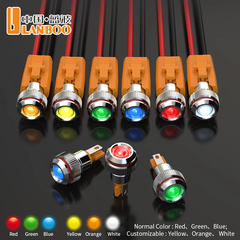 LANBOO 8A Mini Metal Indicator Light/Signal Lamp, customizable IP67/IP68 rating. Available in red, green, yellow, and blue LED c
LANBOO 8A Mini Metal Indicator Light/Signal Lamp, customizable IP67/IP68 rating. Available in red, green, yellow, and blue LED c