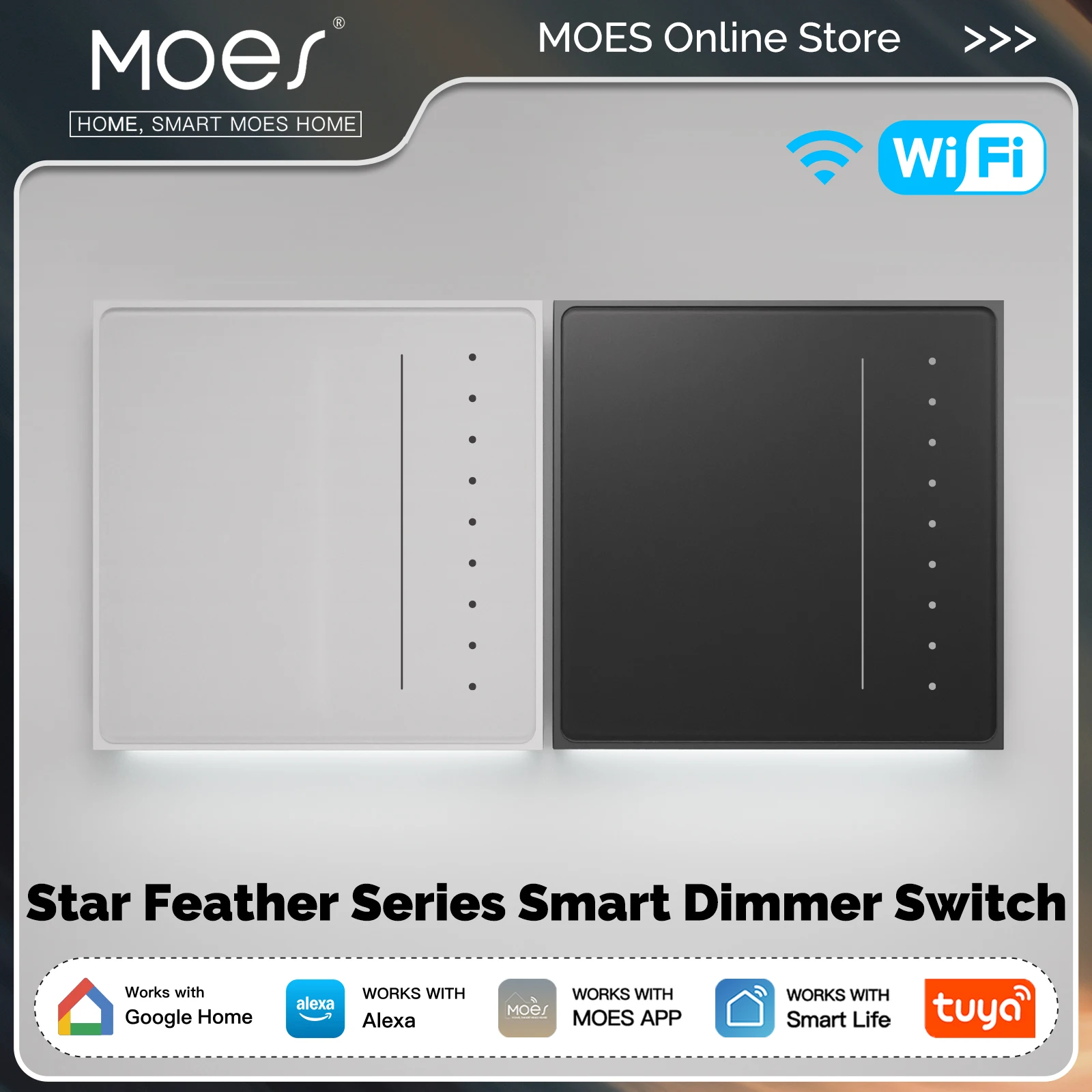 MOES Tuya WiFi/Zigbee Star Feather Series Smart Dimmer Light Switch Adjust Brightness APP Remote Control Voice, Alexa GoogleHome
MOES Tuya WiFi/Zigbee Star Feather Series Smart Dimmer Light Switch Adjust Brightness APP Remote Control Voice, Alexa GoogleHome