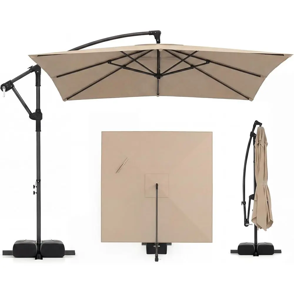 8x8 T Patio Umbrella with Base Included, Square Oset Cantilever Outdoor Umbrella with 360 Degree Rotation, Crank Handle, Sandbag
8x8 T Patio Umbrella with Base Included, Square Oset Cantilever Outdoor Umbrella with 360 Degree Rotation, Crank Handle, Sandbag