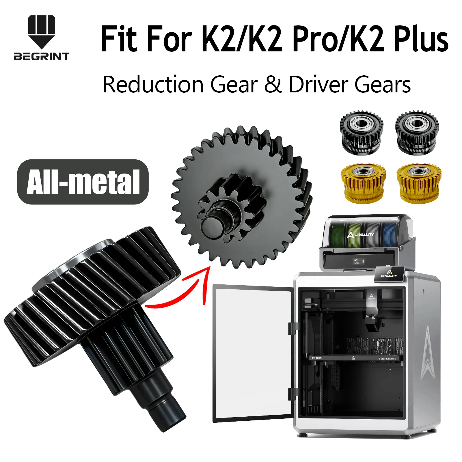 Для Creality K2 Pro K2 Plus: Двойной спиральный экструдер, цельнометаллическая приводная шестерня, полностью металлические редукционные шестерни, прочные детали для 3D-принтера K2P
Для Creality K2 Pro K2 Plus: Двойной спиральный экструдер, цельнометаллическая приводная шестерня, полностью металлические редукционные шестерни, прочные детали для 3D-принтера K2P