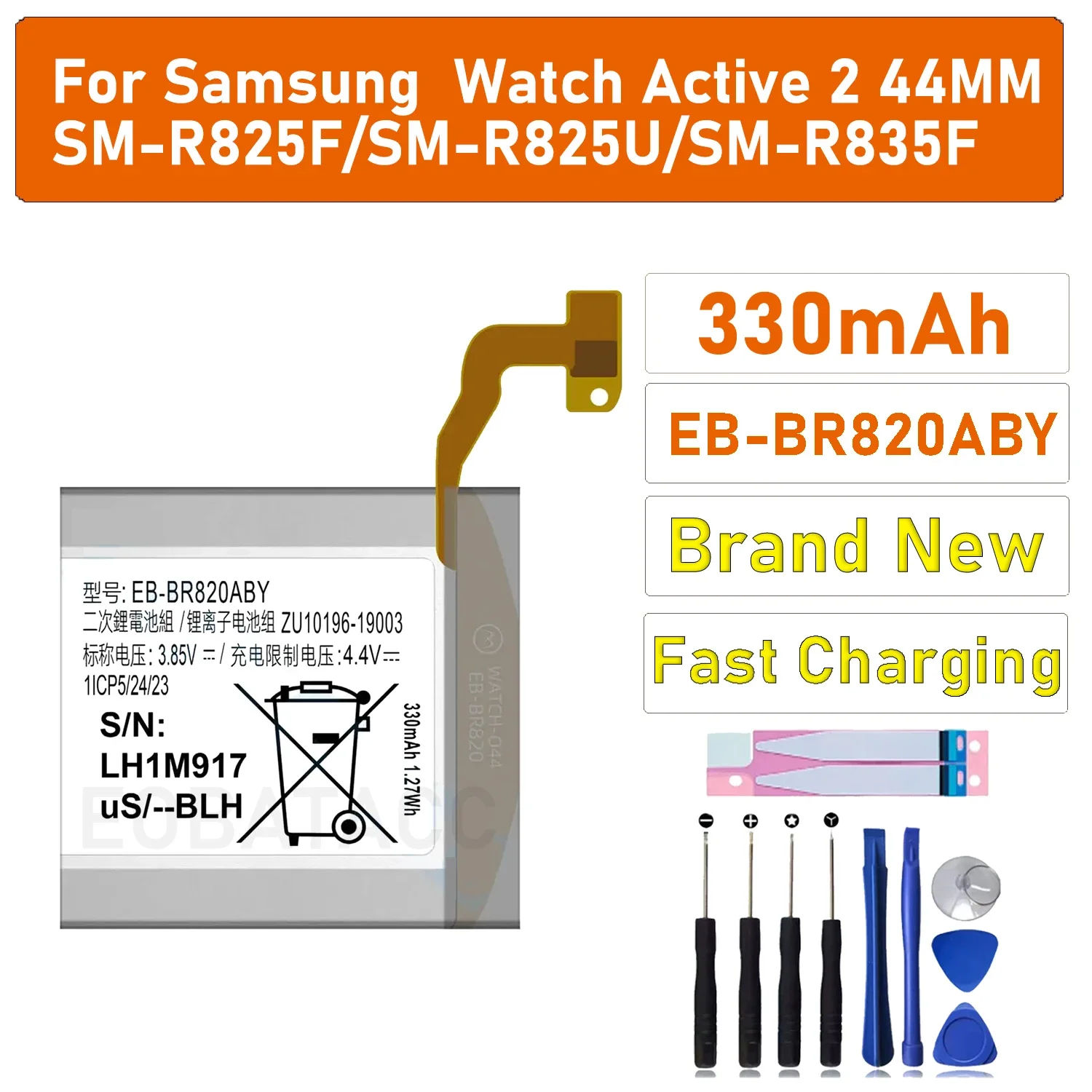 New battery EB-BR820ABY For Battery For Samsung Galaxy Watch Active 2 Active2 SM-R820 340mAh 44mm Watch Battery + Free Tools
New battery EB-BR820ABY For Battery For Samsung Galaxy Watch Active 2 Active2 SM-R820 340mAh 44mm Watch Battery + Free Tools