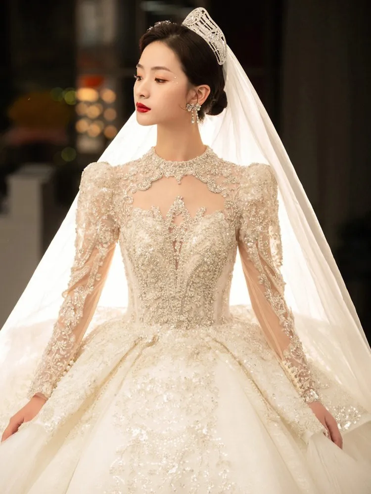 New long-sleeved main fabric light and heavy large-sized strapless dress
New long-sleeved main fabric light and heavy large-sized strapless dress