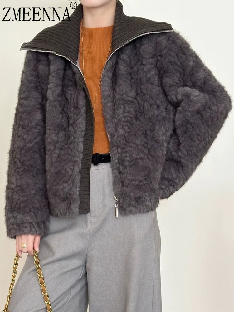 ZMEENNA женская модная куртка из искусственного овчины с застежкой-молнией в рубчик с вязаным воротником теплое зимнее пальто мягкая верхняя одежда ZM4707
ZMEENNA женская модная куртка из искусственного овчины с застежкой-молнией в рубчик с вязаным воротником теплое зимнее пальто мягкая верхняя одежда ZM4707