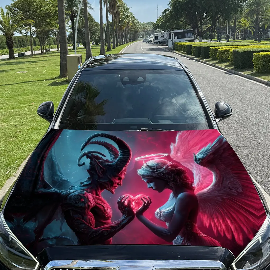 Demon and Angel Holding Love Together Car Vinyl Wrap, PVC Material Waterproof Car Hood Sticker, Self-Adhesive Scratch-Resistant
Demon and Angel Holding Love Together Car Vinyl Wrap, PVC Material Waterproof Car Hood Sticker, Self-Adhesive Scratch-Resistant